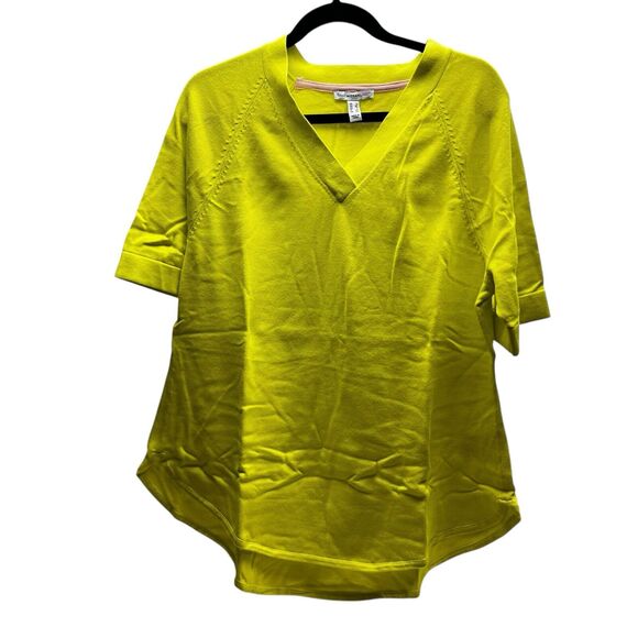 Izaac Mizrahi Sweaters - Isaac Mizrahi Live! Size Large Lighteweight Sweater Lime Glow Short Sleeve Top